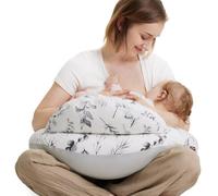 momcozy Cuscino per allattamento con bordo di sicurezza - Cuscino ergonomico per allattamento e stoccaggio con cinghia regolabile e fodera in cotone rimovibile, Inchiostro elegante