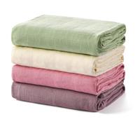 momcozy Mussole Neonato, Copertine in Mussola 120x120, 4 Pezzi Copertina Neonato Cotone di Bambù Morbida e Delicata sulla Pelle Essenziali per Neonati,Verde Chiaro