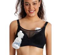 momcozy Reggiseno a pompa, a mani libere per 36C-44G, comodo reggiseno per allattamento taglie forti, pompe e allattamento in un, Nero , L