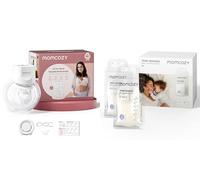 Momcozy S12 Pro Quick Tiralatte Elettrico a Mani Libere, Indossabile e Wireless con Flangia da 24mm DoubleFit™, 3 Modalità e 9 Livelli, Display Intelligente, 120 Sacchetti per Conservare il Latte Mate