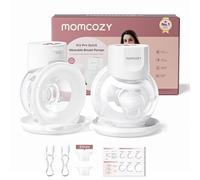 Momcozy S12 Pro Quick Tiralatte Elettrico a Mani Libere, Indossabile e Wireless con Flangia da 24mm DoubleFit™, 3 Modalità e 9 Livelli, Display Intelligente, Portatile, 2 Pezzi, Bianco