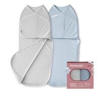 momcozy Swaddle Neonato 0-3 Mesi Sacco Nanna Bambù 2 Pezzi Grigio Blu | Tessuto in Bambù con Chiusura Silenziosa, Ideale durante il Sonno per Ridurre il Riflesso di Moro del Neonato