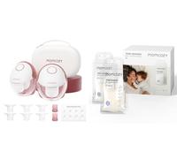 Momcozy Tiralatte a Mani libere Mobile Style | M6, Ritmo Ideale per Più Latte, Flangia DoubleFit, più Aderente e Discreto con 3 Modalità e 9 Livelli, 24mm,120 Sacchetti per Conservare il Latte Materno