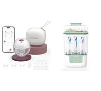 Momcozy Tiralatte Elettrico Indossabile M5 con AppTiralatte Indossabile Della Bocca del Bambino Flangia a Doppia Tenuta con 3 Modalità e 9 Livelli,Momcozy Sterilizzatore e Asciugatrice per Biberon, Ca
