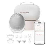 Momcozy Tiralatte Elettrico Indossabile M9, Tiralatte a Mani Libere con App e Controllo Elettrico, Multi Modalità 15 Livelli, Coppa 24 mm, Grigio, 1 Pezzo