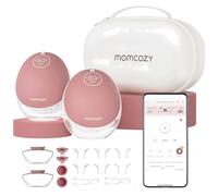 Momcozy Tiralatte Elettrico Indossabile M9 | Tiralatte a Mani Libere Mobile Flow con Controllo App, 15 Livelli e Multi-Modalità, Pompa Latte Elettrica Portatile 24 mm, 2 Pezzi, Rosso