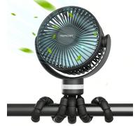 Momcozy Ventilatore Portatile per Passeggino 8000mAh Batteria a Durata Ultra Lunga 27 Ore Staccabile 4 Velocità Girevole a 360° Luce Notturna a LED con 2 Modalità Ventola di Raffreddamento Portatile R