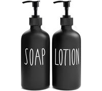 MOMEEMO Set da bagno con dispenser di sapone nero opaco, contiene dispenser di sapone per le mani e dispenser per lozioni. Set di dispenser di sapone da bagno adatto per l'arredamento del bagno in