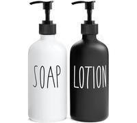 MOMEEMO Set di dispenser di sapone da bagno, contiene dispenser di sapone e dispenser per lozioni. Dispenser di sapone in vetro adatto per accessori da bagno in fattoria, decorazione del bagno in