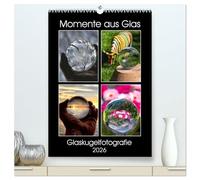 Momente aus Glas - Glaskugelfotografie (hochwertiger Premium Wandkalender 2026 DIN A2 hoch), Kunstdruck in Hochglanz: In einer kristallklaren Kugel spiegeln sich fantastische kleine Welten wieder.