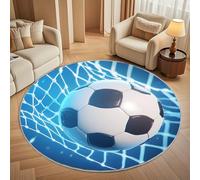 Momenti di Gol Nel Calcio Sportivo Tappeto Rotondo Pelo Corto Moderno 80x80cm, Blu Tappeto Rotondo Lavabile Antiscivolo e Morbido per Salotto Balcone, Camera da Letto, Cucina e Corridoio