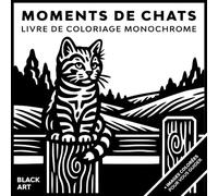 Moments de chats: Un livre de coloriage monochrome et méditatif avec 45 scènes paisibles de chats pour adultes - idéal pour soulager le stress et se détendre