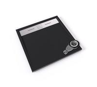 Moments of Glass Piatto doccia SMC Hiemal 100 x 100 cm, nero RAL 7021 - antisdrucciolo, texture lavagna, antibatterico, resistente agli agenti chimici, include valvola e griglia in acciaio inox