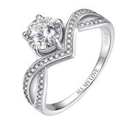 MomentWish Anelli Donna, 1 Carato Anello di Fidanzamento Moissanite VVS1 D Colore Eternità Anello anelli donna argento 925 Regalo di nozze per Donna Sposa Anello Dimensione 50