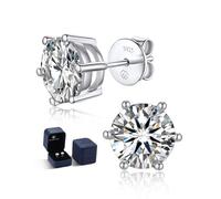 MomentWish Orecchini Moissanite, 1-4 Carati Orecchini Brillante Uomo Argento 925/Oro 18K Simulato Diamante Uomo Donna Orecchini Punto Luce Anallergici Regalo Festa Della Mamma 5/6.5/8mm