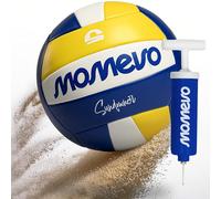 MOMEVO Sundowner Pallone Pallavolo - Pallone Beach Volley, Set con pompa per palloni, misura ufficiale 5, superficie morbida, ideale come regalo (Blu Bianco Giallo)