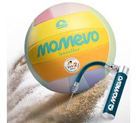 Momevo Sunsetter Pallone Pallavolo - Pallone Beach Volley, confermato DVV, misura ufficiale 5, superficie morbida in poliuretano, ideale come regalo (Rainbow, Con Pompa Per Palloni)
