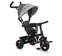 MoMi IRIS triciclo 5 in 1 con funzione passeggino, per bambini da 9 mesi a 5 anni, seduta a 360° con cintura di sicurezza a 3 punti, poggiapiedi, cappottina parasole, ruote in poliuretano