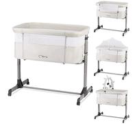 Momi REVO Lettino multifunzionale, con regolazione dell'altezza su 6 livelli da 72 a 82 cm, con rotelle, materassino incluso, cinghie di fissaggio, zanzariera e barra giochi