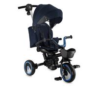 Triciclo per bambini MoMi IVI, seduta girevole 360°, cinture a 3 punti, poggiapiedi, tettuccio parasole, ruote EVA, manubrio regolabile, borsa e cestino portaoggetti