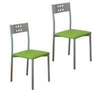 MOMMA HOME Set 2 Sedie da Cucina e Soggiorno -Xara - Materiale Metallo Colore Argento e Seduta in Pelle Sintetica - Misure 41 x 47 x 86 cm (Verde)