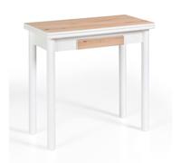 MOMMA HOME Tavolo Cucina Estensibile - Da Pranzo Pieghevole, Moderno, Modello Pompei, Rovere Rustico/Bianco, 80x 40/80x78 cm