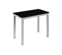 Momma Home Tavolo da pranzo e da cucina, allungabile e pieghevole, tavolo moderno, colore nero/argento. Londra, Vetro Temperato/Metallo, Dimensioni 95x55/95x76 cm