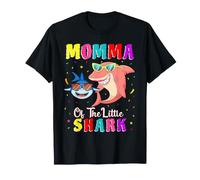 Momma of The Little Shark Mom Son Shark Birthday Maglietta