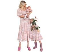 Mommy and Me - Abiti coordinati per la famiglia, motivo floreale, a maniche corte, per madre e figlia, Fioreale rosa, XXL