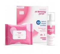 Mommy First Schiuma di amamelide + rivestimento combinato per recupero perineale, allevia il dolore, lenisce il disagio delle emorroidi, elementi essenziali dopo il parto, 24 fodere + schiuma da 5 ml