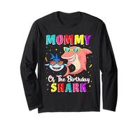 Mommy of The Shark Birthday Family Matching Birthday Son Maglia a Manica