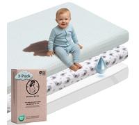 Mommybelly 2 Lenzuola con Angoli Culla 50x83 + Coprimaterasso, Elefanti | 100% cotone jersey e coprimaterasso in spugna impermeabile. Culla e lettino co-sleeping. Per le fughe di pannolino