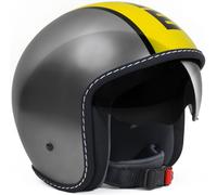 MOMO Blade Glossy Yellow Casco a reazione, grigio-giallo, taglia 2XS per maschi