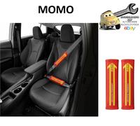 MOMO Coppia Cuscinetti per Cinture di Sicurezza Auto Carbon Rosso Logo Giallo