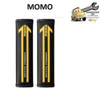 MOMO Coppia Cuscinetti per Cinture di Sicurezza Auto Nero Carbon con Logo Giallo