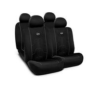 MOMO - Coprisedili per Auto, 11 Pezzi, Set Completo Universale, Colore Nero/Grigio, compatibili con airbag, Facili da installare, 100% Poliestere