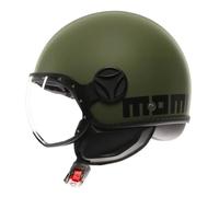 MOMODESIGN - FGTR CLASSIC E2206, Casco Jet, Casco Aperto per Moto e Scooter, per Uomo e Donna, Verde Militare Opaco/Nero, S