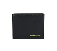 MOMO Design Portafoglio Uomo in Vera Pelle, Con Protezione RFID, Scatola Regalo In Legno (Nero 2 Finestre Slim)