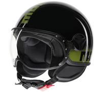 MOMO FGTR Classic Stripes Casco Jet, nero/giallo neon, Taglia S (55/56)