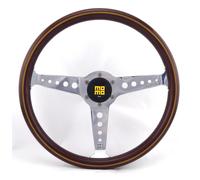 Momo Legno Mogano Volante Sportivo Heritage California 360mm Braun Argento Cromo