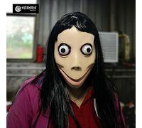 Momo Maschera Latex Testa Parrucca Carnevale Halloween Scary Cosplay Head MOMO1