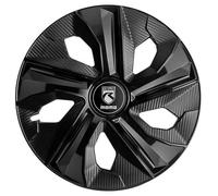 Set 4 Copricerchi 16" Universali Nero Lucido Carbon Texture Antigraffio MOMO