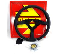 Momo Pelle Volante Sportivo Montecarlo 350mm Nero Rosso Sterzo Wheel Volante