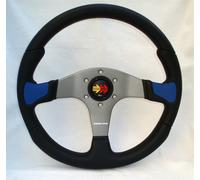 Momo Poliuretano Volante Sportivo Devil 350mm Nero Blu Antracite Argento Sterzo