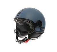 MOMODESIGN - FGTR CLASSIC E2206, Casco Jet, Casco Aperto per Moto e Scooter, per Uomo e Donna, Blu Polvere Opaco/Blu, XL
