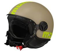MOMODESIGN - FGTR CLASSIC E2206, Casco Jet, Casco Aperto per Moto e Scooter, per Uomo e Donna, Sabbia Opaco/Lime, S