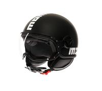 MOMODESIGN - FGTR CLASSIC E2206, Casco Moto Jet, Casco Jet Omologato ECE, Casco Jet Aperto Scooter, Uomo e Donna, Leggero con Visiera, per Uomo e Donna, Nero Opaco/Bianco, XS