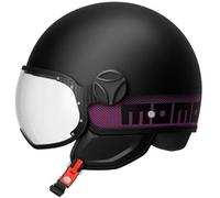 Momo Design casco jet Fgtr Classic 2206 Stripes - Nero / Fucsia L