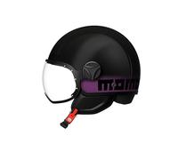 Momo Design casco jet Fgtr Classic 2206 Stripes - Nero / Fucsia XS