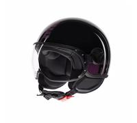 MOMODESIGN FGTR CLASSIC STRIPES NERO LUCIDO FUCSIA CASCO MOTO JET E2206